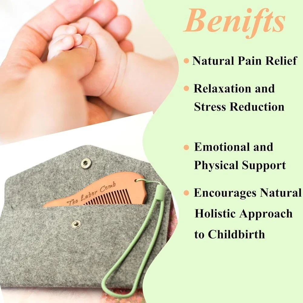 Labor Pain Relief Wooden Birth Comb Natural Acupressure Comb Postpartum Support